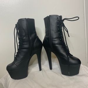 Pleaser Dancer Black Leather Shoes